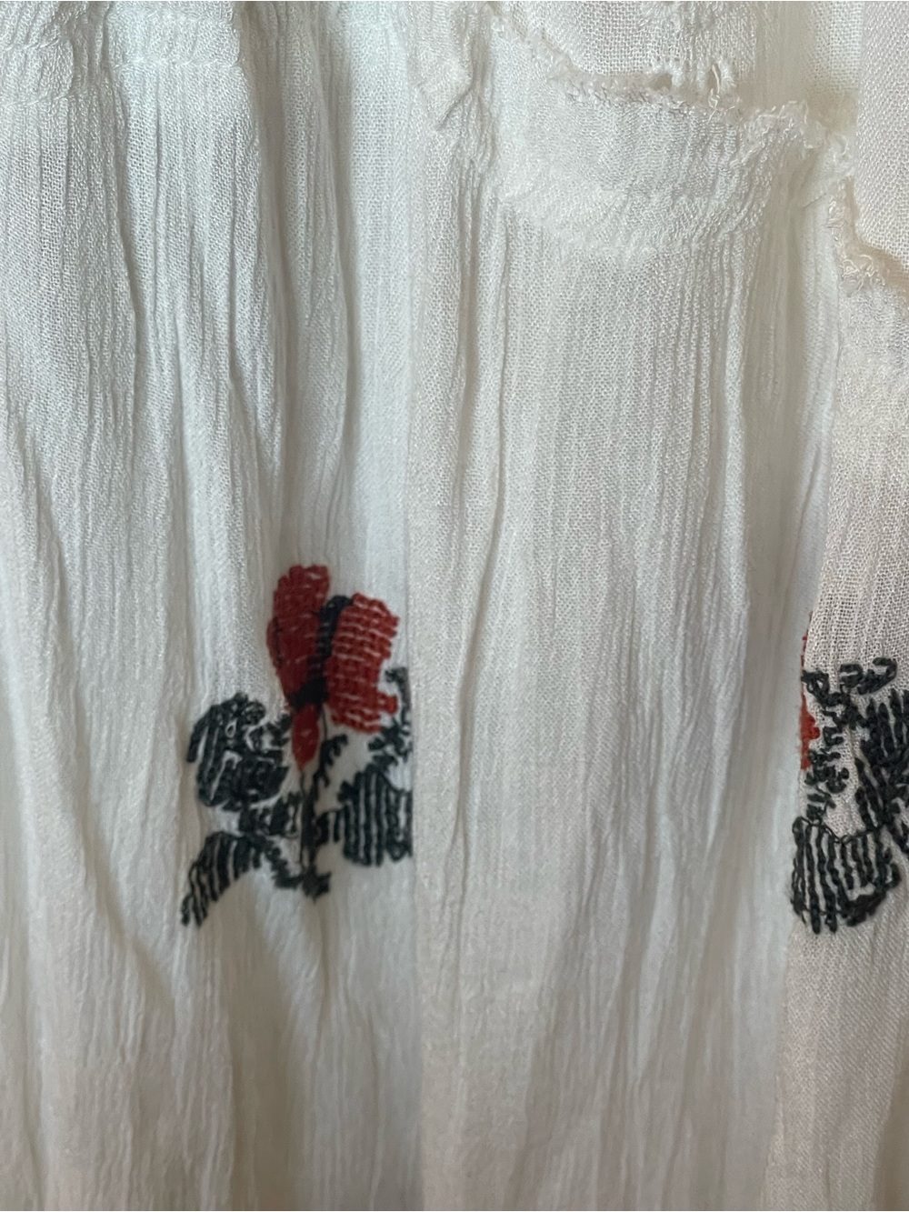 Free People Wild Horses White Mini Dress with Navy Embroidery - Picture 7 of 10